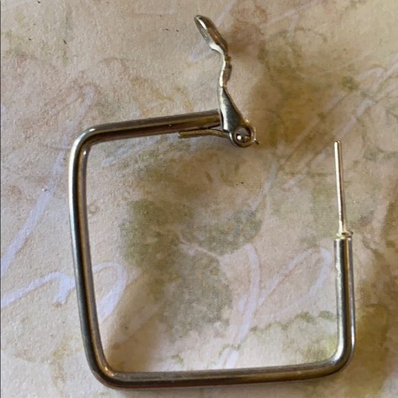 Earrings; Silver; Square; Hoop; Pierced; Earrings - Picture 5 of 6